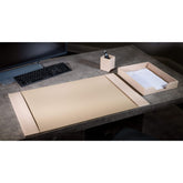 White Latte Bonded Leather Desk Set, 3pc